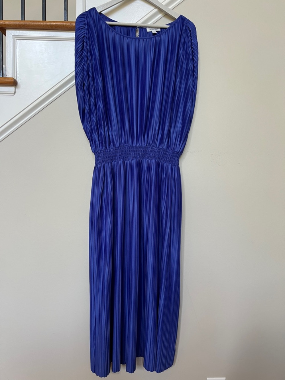 Prologue Pleated Midi Dress Crayon Box Color Royal Blue Wedding Guest Office L
